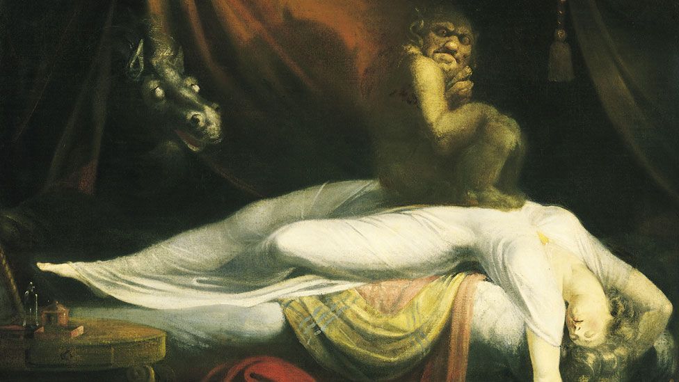 In 1781, Henry Fuseli depicted the idea of a demon sitting on a woman's chest, in The Nightmare (Credit: Henri Fuseli/Wikipedia)