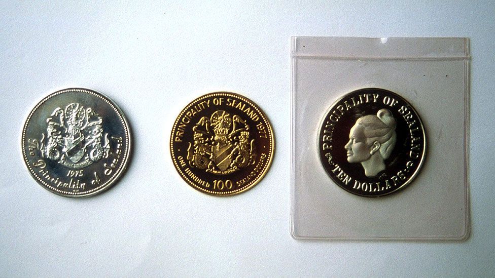 Coins issued by Sealand, featuring the head of Princess Joan (Credit: Rex)