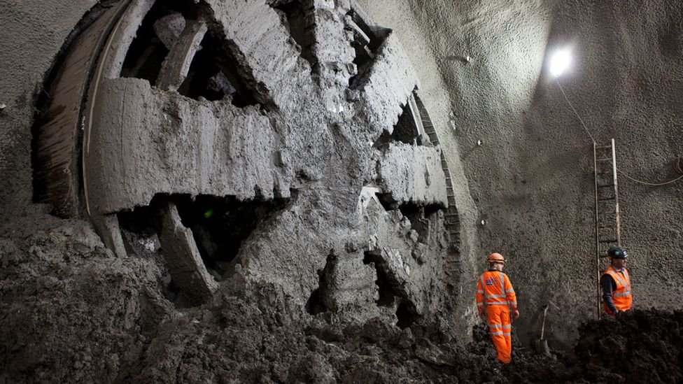 The tunnel atmosphere is sometimes equivalent to 10m (33ft) underwater (Credit: Crossrail) The tunnel atmosphere is sometimes equivalent to 10m (33ft) underwater (Credit: Crossrail)
