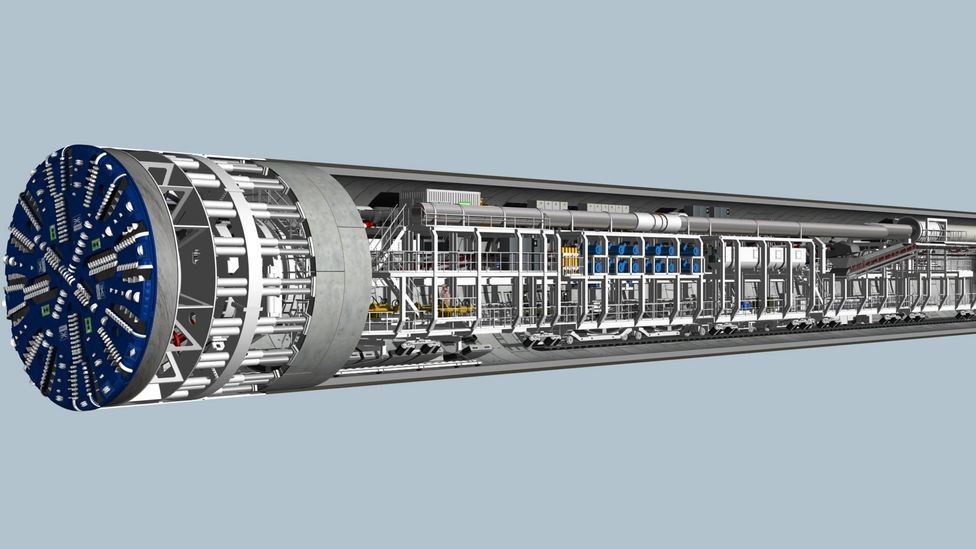 Each of the tunnelling machines weighs up to 1,000 tonnes (Credit: Crossrail) Each of the tunnelling machines weighs up to 1,000 tonnes (Credit: Crossrail)