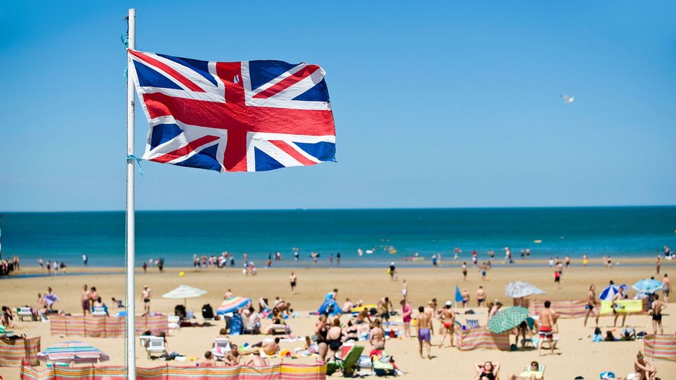 Tourists enjoy Margate's beach in 2010. Although Britain's seaside towns still depend on tourism, numbers are low compared to the mid-20th Century. (Credit: Gregory Wrona/Alamy)