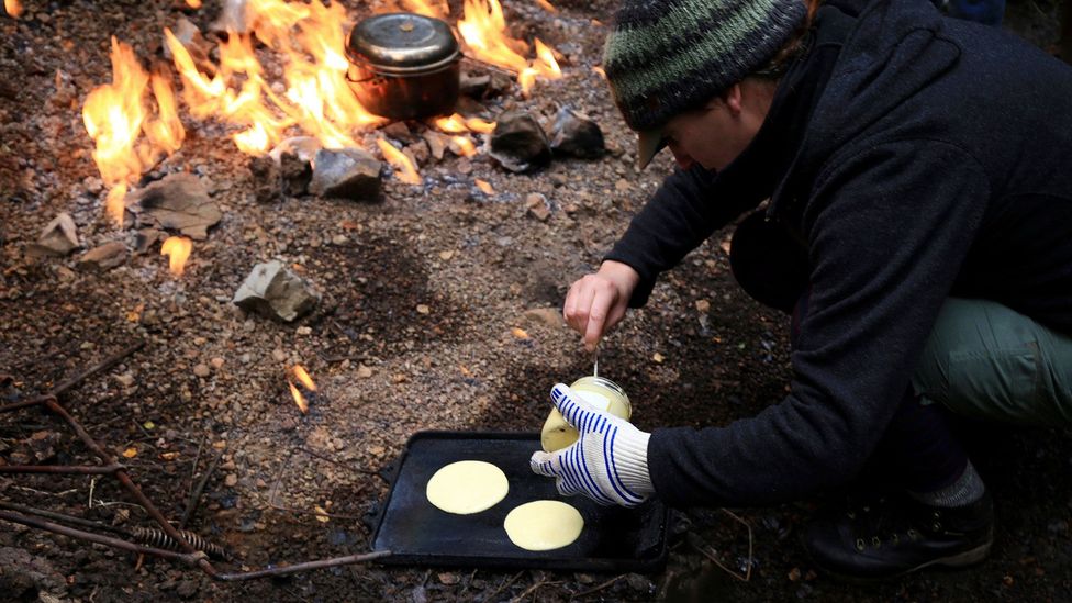 Preparing pancakes (Credit: Naomi Arnold) Preparing pancakes (Credit: Naomi Arnold)