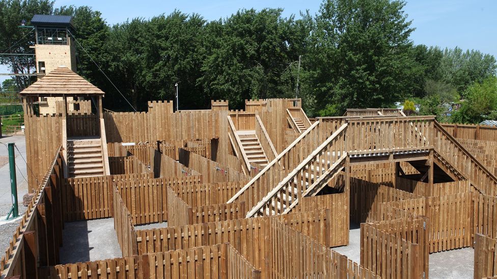 Fisher’s maze of wooden panels at Aigburth’s Otterspool Activity Centre uses changeable gates, allowing the layout to change regularly (Credit: Adrian Fisher/Adrian Fisher Design)