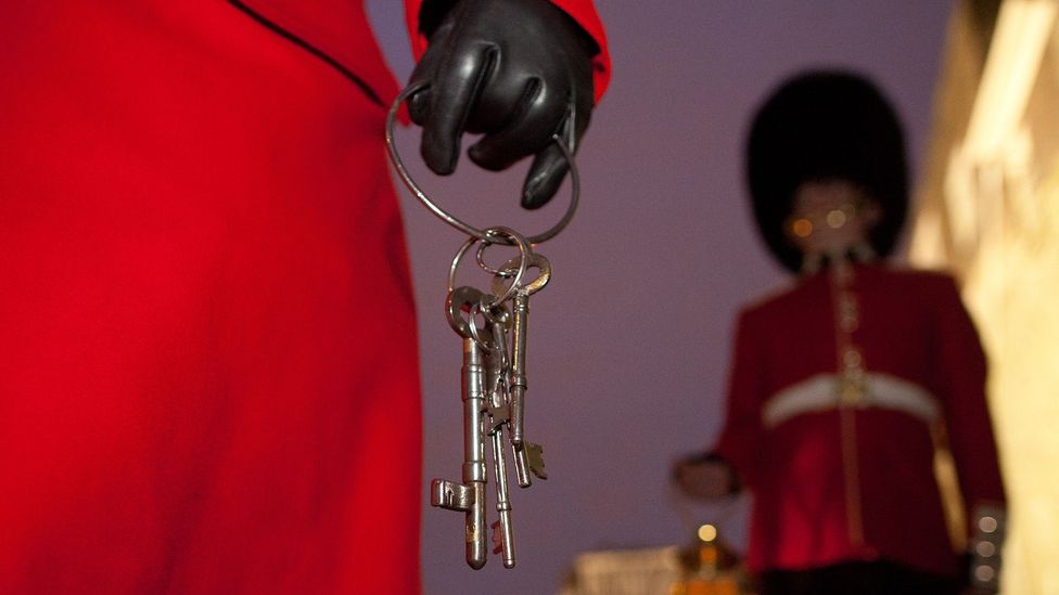 The Ceremony of the Keys takes place to secure the Tower – and its Crown Jewels – each night (Credit: Richard Lea-Hair/Historic Royal Palaces) The Ceremony of the Keys takes place to secure the Tower – and its Crown Jewels – each night (Credit: Richard Lea-Hair/Historic Royal Palaces)
