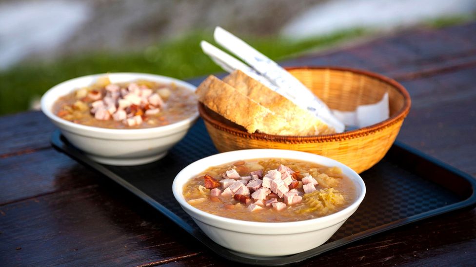 Jota, a bean and sauerkraut stew, is a traditional Slovenian dish (Credit: imageBROKER/Alamy) Jota, a bean and sauerkraut stew, is a traditional Slovenian dish (Credit: imageBROKER/Alamy)