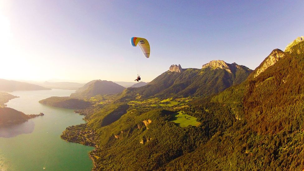 Paragliding in Annecy, France, with views of the French Alps (Credit: Aileen Adalid) Paragliding in Annecy, France, with views of the French Alps (Credit: Aileen Adalid)