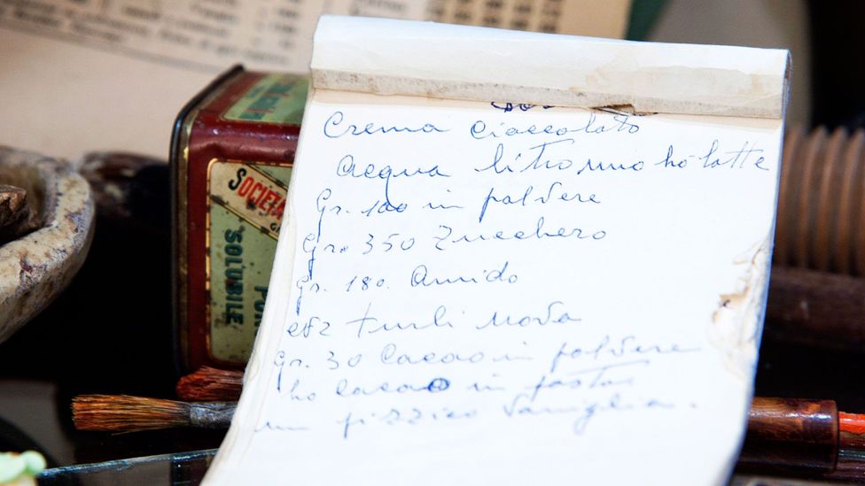 A carefully handwritten recipe in the Sicilian chocolate shop (Credit: Antica Dolceria Bonajuto)