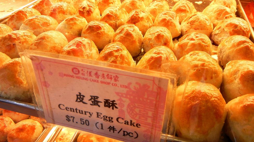 The Hang Heung shop turns the century egg into a crusty cake (Credit: Chan Sin Yan)