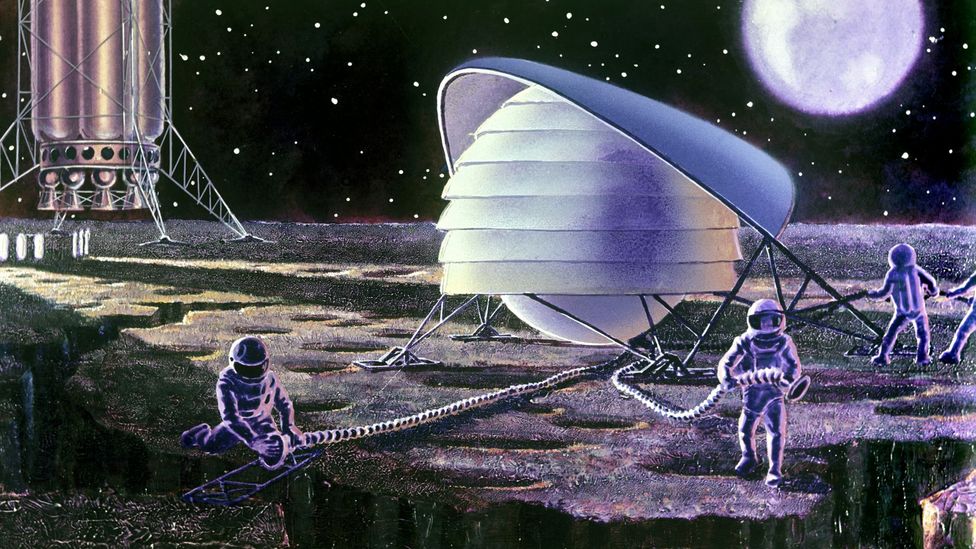 Early ideas of Moon bases, this this Soviet artist's impression, might not work in reality (Credit: Science Photo Library)