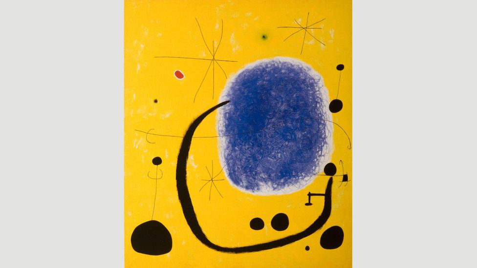 Many of Miró’s paintings like The Gold of the Azure (1968) are bold, colourful and flamboyant – although later works took on a more sombre tone and palette (Credit: Alamy)