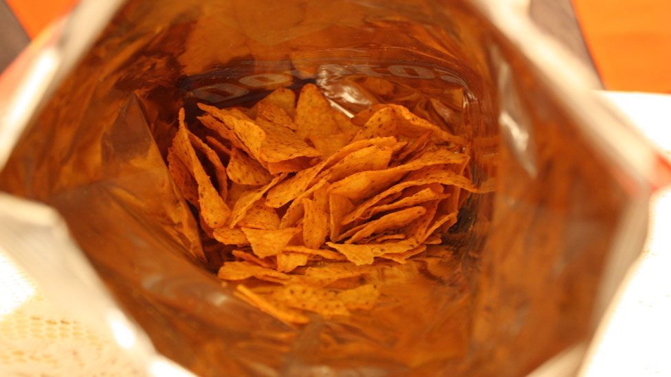 Doritos, tangy cheese flavour (100g): 498kcal (Credit: kundl/Flickr/CC BY 2.0) Doritos, tangy cheese flavour (100g): 498kcal (Credit: kundl/Flickr/CC BY 2.0)