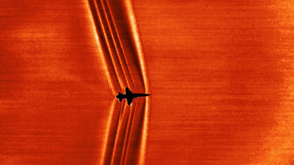When an aircraft breaks the speed of sound, the shockwaves can be difficult to detect with the naked eye  (Credit: Science Photo Library)