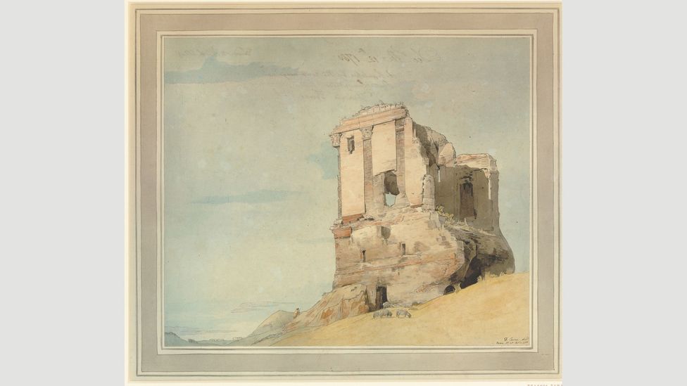 Francis Towne’s 1780 watercolour of a ruined tomb on the road from Rome signified the transience of human achievement (Credit: The Trustees of the British Museum)