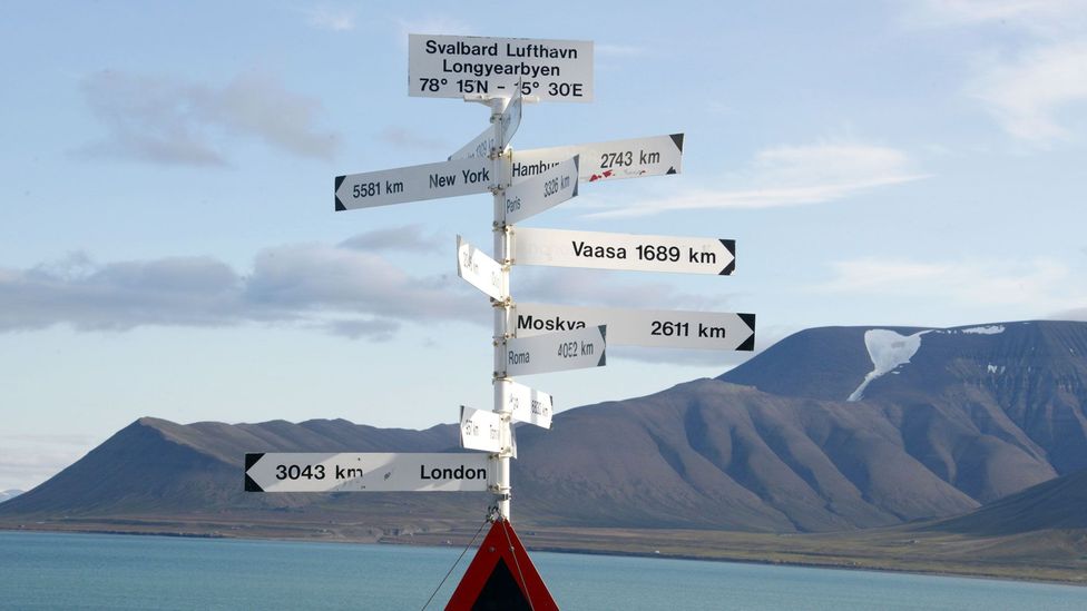 A signpost near the Longyearbyen airport (Credit: Dominique Faget/AFP/Getty)