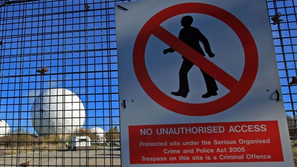 Warning signs outside RAF Menwith Hill (Credit: Christopher Furlong/Getty)
