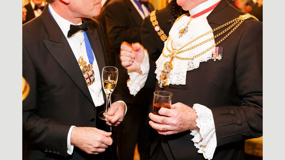 The guilds have formal dinners for their members, like this Drapers’ Livery Dinner at Drapers’ Hall, 2014 (Credit: Martin Parr/Magnum Photos) The guilds have formal dinners for their members, like this Drapers’ Livery Dinner at Drapers’ Hall, 2014 (Credit: Martin Parr/Magnum Photos)