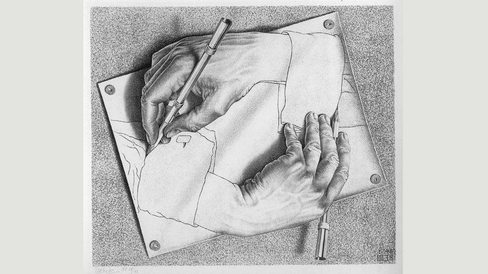Drawing Hands (1948) by MC Escher