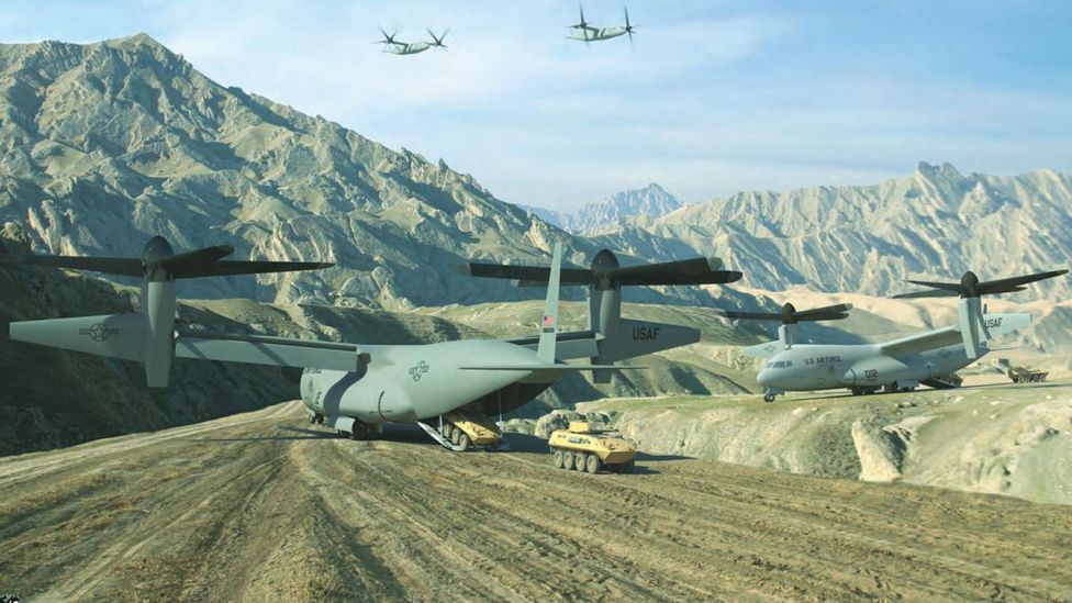 The Aerotrain has been mocked up as both an airliner and military transport (Credit: Karem Aircraft) The Aerotrain has been mocked up as both an airliner and military transport (Credit: Karem Aircraft)