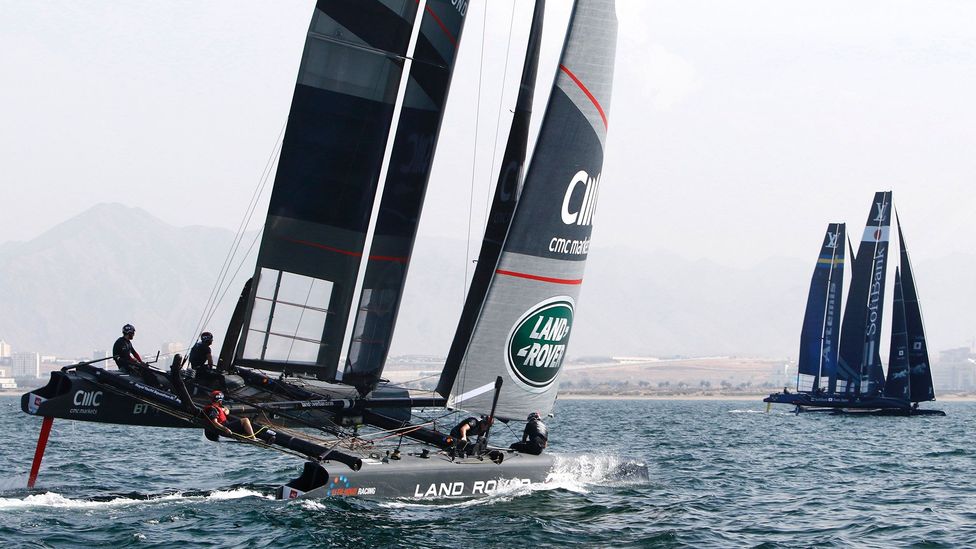 Ben Ainslie's Land Rover BAR team in action off the coast of Oman (Credit: Getty Images) Ben Ainslie's Land Rover BAR team in action off the coast of Oman (Credit: Getty Images)