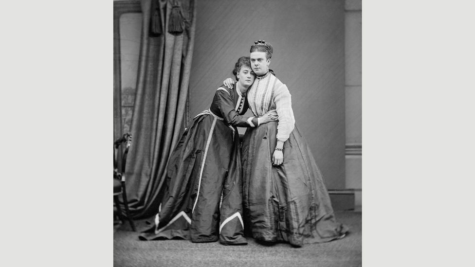 This photograph of female impersonators Park and Boulton was taken less than a year before their arrest (Credit: Fred Spalding, c1870/Wikipedia)