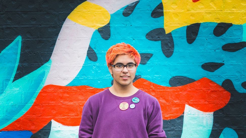 Ollie, 17, has long reflected on "who I am, who I want to be, and who is the truest me I can possibly be? And all the answers are simply... Queer!" (Credit: Emma Leslie)