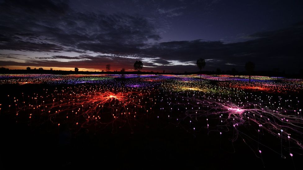 The 49,000 square metre light installation was transported 11,800 miles overseas (Credit: Mark Pickthall) The 49,000 square metre light installation was transported 11,800 miles overseas (Credit: Mark Pickthall)