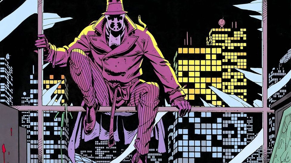 The series’ anti-hero Rorschach is “a foul-smelling Manichean sociopath” (Credit: DC Comics)