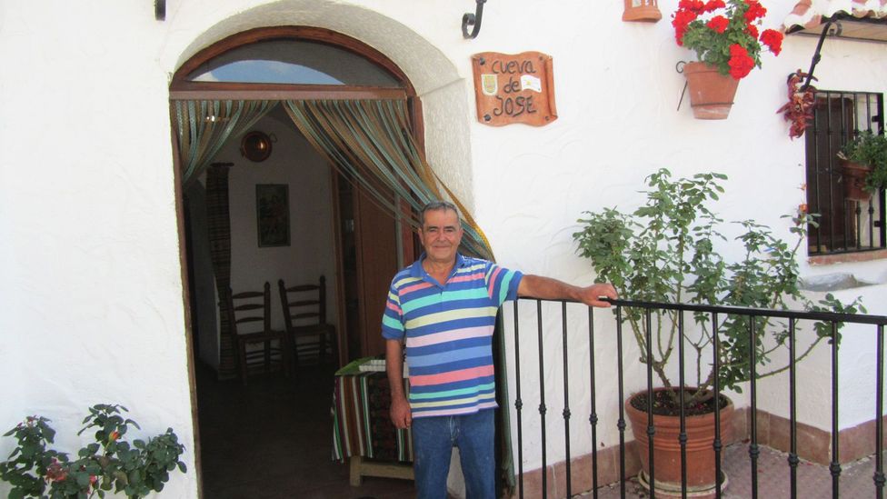 José standing outside the front door of his cave dwelling (Credit: Esme Fox)