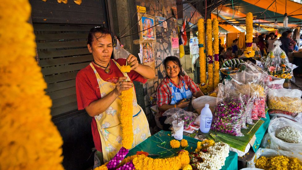 Devotional flower offerings are a staple at Pak Khlong Talad, also known as the Flower Market (Credit: Kevin Foy/Alamy)