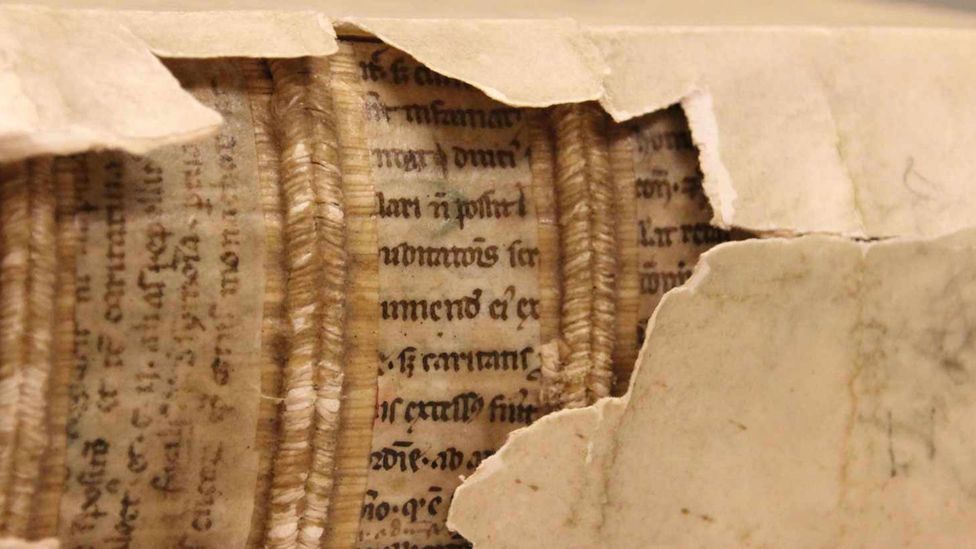 Historian Erik Kwakkel discovered “hidden libraries” within Medieval book bindings (Credit: Erik Kwakkel) Historian Erik Kwakkel discovered “hidden libraries” within Medieval book bindings (Credit: Erik Kwakkel)