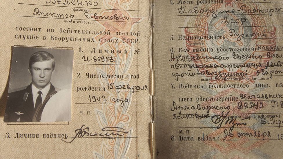 Belenko's military ID is now on show at the CIA Museum in Washington DC (Credit: CIA Museum) Belenko's military ID is now on show at the CIA Museum in Washington DC (Credit: CIA Museum)