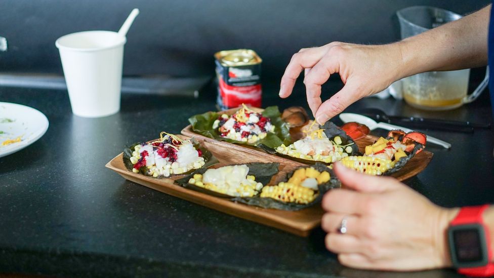 Using different ingredients is a physical way of gettign across concepts such as food miles (Credit: Data Cuisine/Northeastern University) Using different ingredients is a physical way of gettign across concepts such as food miles (Credit: Data Cuisine/Northeastern University)