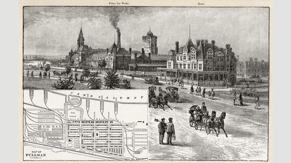 An 1885 engraving of the ‘model village’ of Pullman, Illinois, which was planned according to ‘scientific principles’ (Credit: Granger Historical Picture Archive/Alamy)