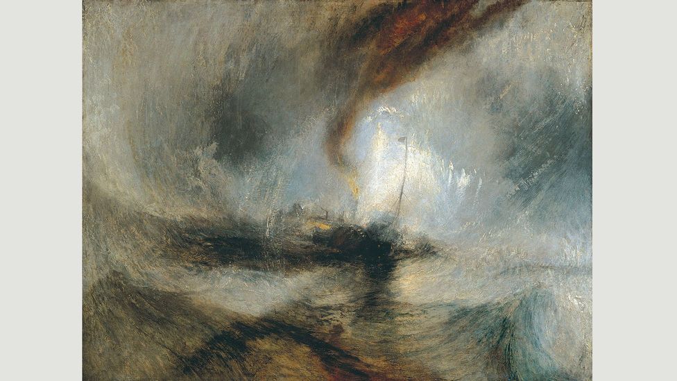 The title of this 1842 painting by JMW Turner is like a breathless shipping forecast: it is usually just called Snow Storm – Steam Boat off a Harbour’s Mouth (Credit: Wikimedia)