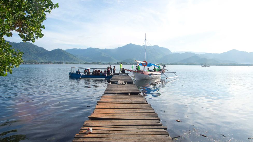 Alimuddin's famous boat is called the Perahu Pustaka, or Book Boat (Credit: Theodora Sutcliffe) Alimuddin's famous boat is called the Perahu Pustaka, or Book Boat (Credit: Theodora Sutcliffe)
