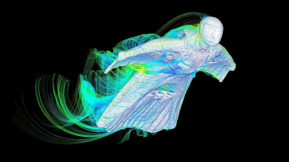 The teams are looking at how the shape of the wings - even drag from the helmet - can affect the flight (Credit: University of Southampton)