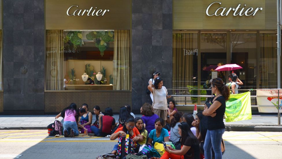 Sometimes, meeting spots are in front of luxury stores, such as Cartier (Credit: Chris Dwyer)
