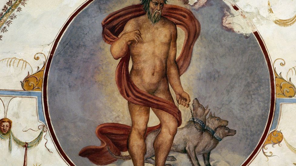 A fresco at the Ducal Palace in the town of Castiglione del Lago in Umbria, Italy shows Heracles and a three-headed Cerberus (Credit: DeAgostini/Getty Images)