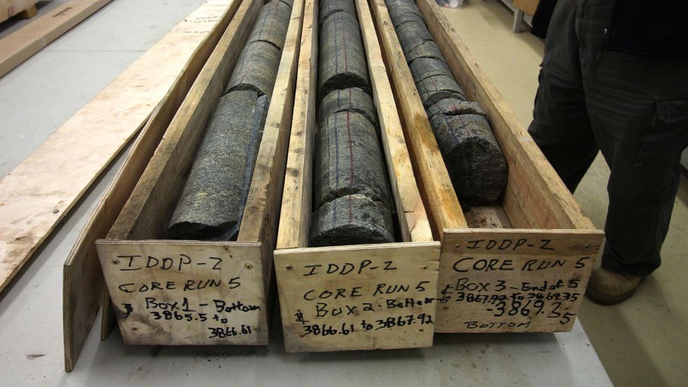 These core samples are the only way the team can be certain of what they are drilling through (Credit: Chris Baraniuk) These core samples are the only way the team can be certain of what they are drilling through (Credit: Chris Baraniuk)