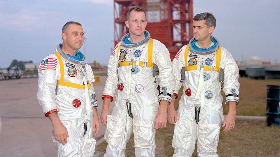 The three-man crew were taking part in what was expected to be a routine test (Credit: Nasa) The three-man crew were taking part in what was expected to be a routine test (Credit: Nasa)