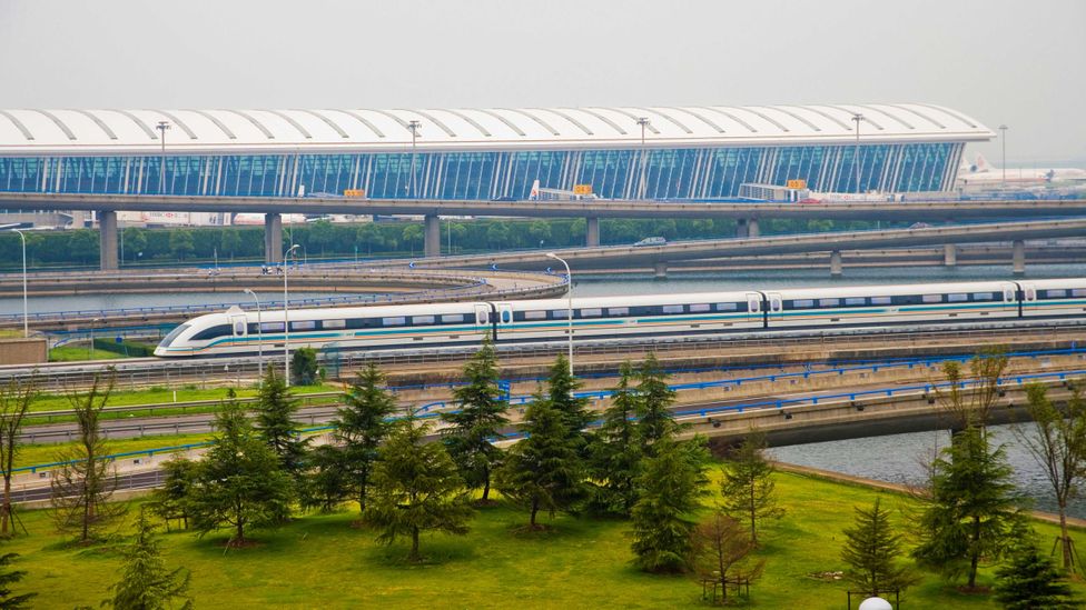 The magnetic levitation train connects Shanghai’s airport to its metro system (Credit: Henry Westheim Photography/Alamy)