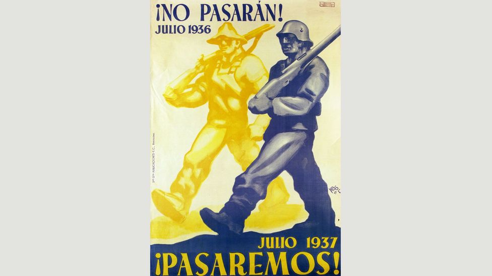 No Pasarán! (They will not pass!) by Ramón Puyol, who said “the rickety theory of art for art’s sake has just died” (Credit: CRAI Biblioteca del Pavelló de la República/Mayoral)