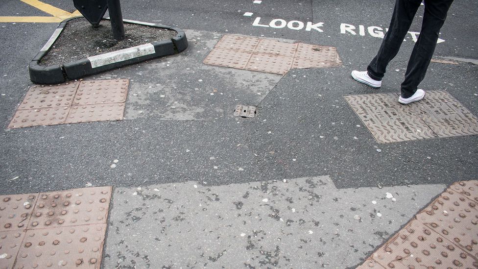 These textured pavements are passing messages to sighted people as well (Credit: Amanda Ruggeri)