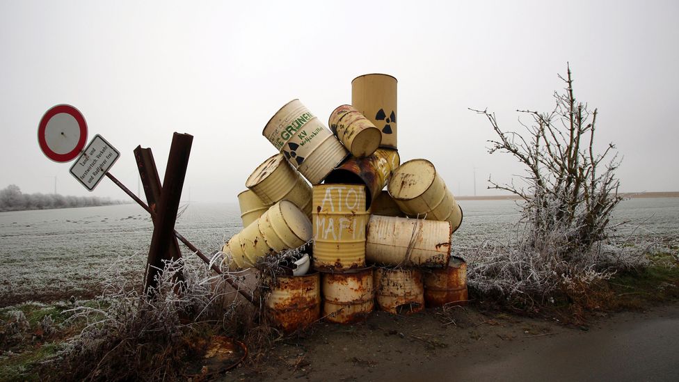 buried nuclear waste barrels