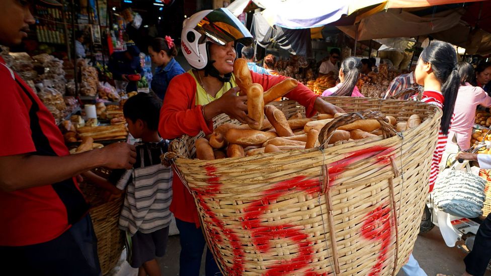 Cambodia, market, bread