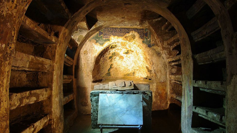 Early Christian mosaics and frescoes still remain at the tomb of St Gaudiosus (Credit: Sergio Siano) Early Christian mosaics and frescoes still remain at the tomb of St Gaudiosus (Credit: Sergio Siano)