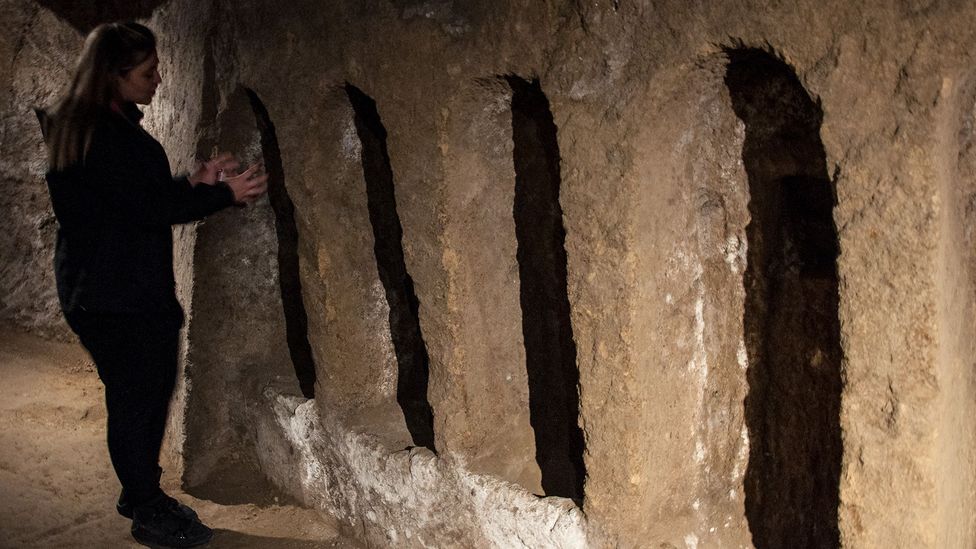 Cadavers would be sat in one of the cantarelle, shown here, to be drained (Credit: Amanda Ruggeri) Cadavers would be sat in one of the cantarelle, shown here, to be drained (Credit: Amanda Ruggeri)