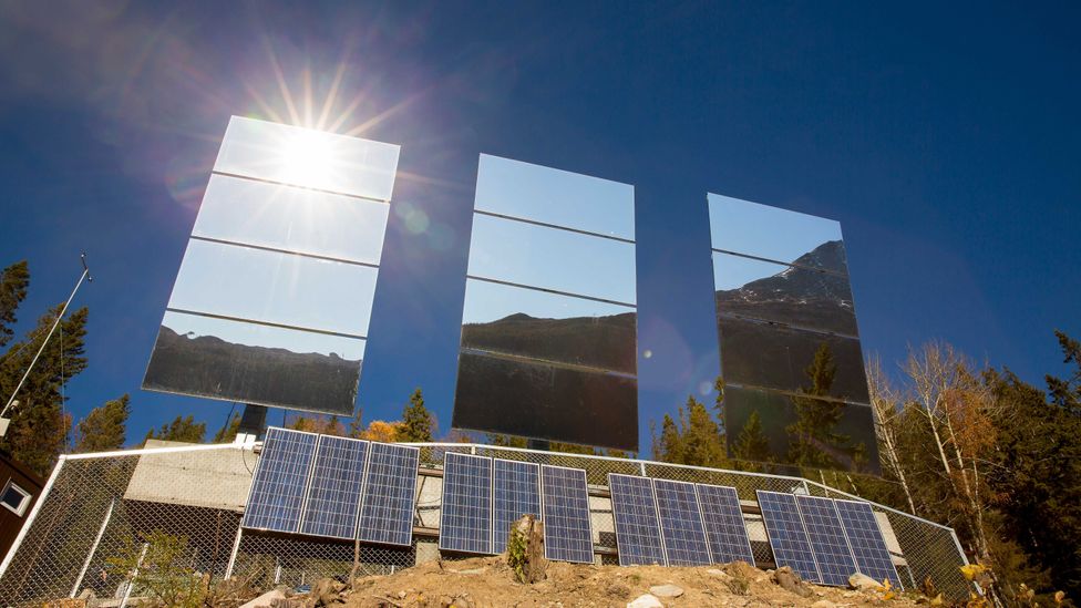 The mirrors are mounted in such a way that they turn to keep track of the Sun (Credit: Getty Images)