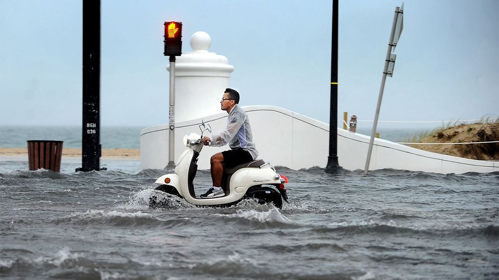Florida State Road A1A runs the entire length of Florida along the ocean, making it vulnerable to flooding – as shown here in Fort Lauderdale in 2013 (Credit: Alamy)