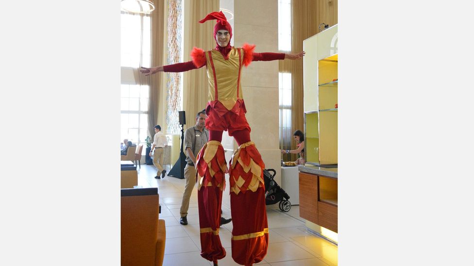 A stilt walker performs at The Westin Dubai Mina Seyahi (Credit: Nomee Gulfam) A stilt walker performs at The Westin Dubai Mina Seyahi (Credit: Nomee Gulfam)